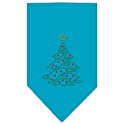 Christmas Tree Rhinestone Bandana Turquoise Large